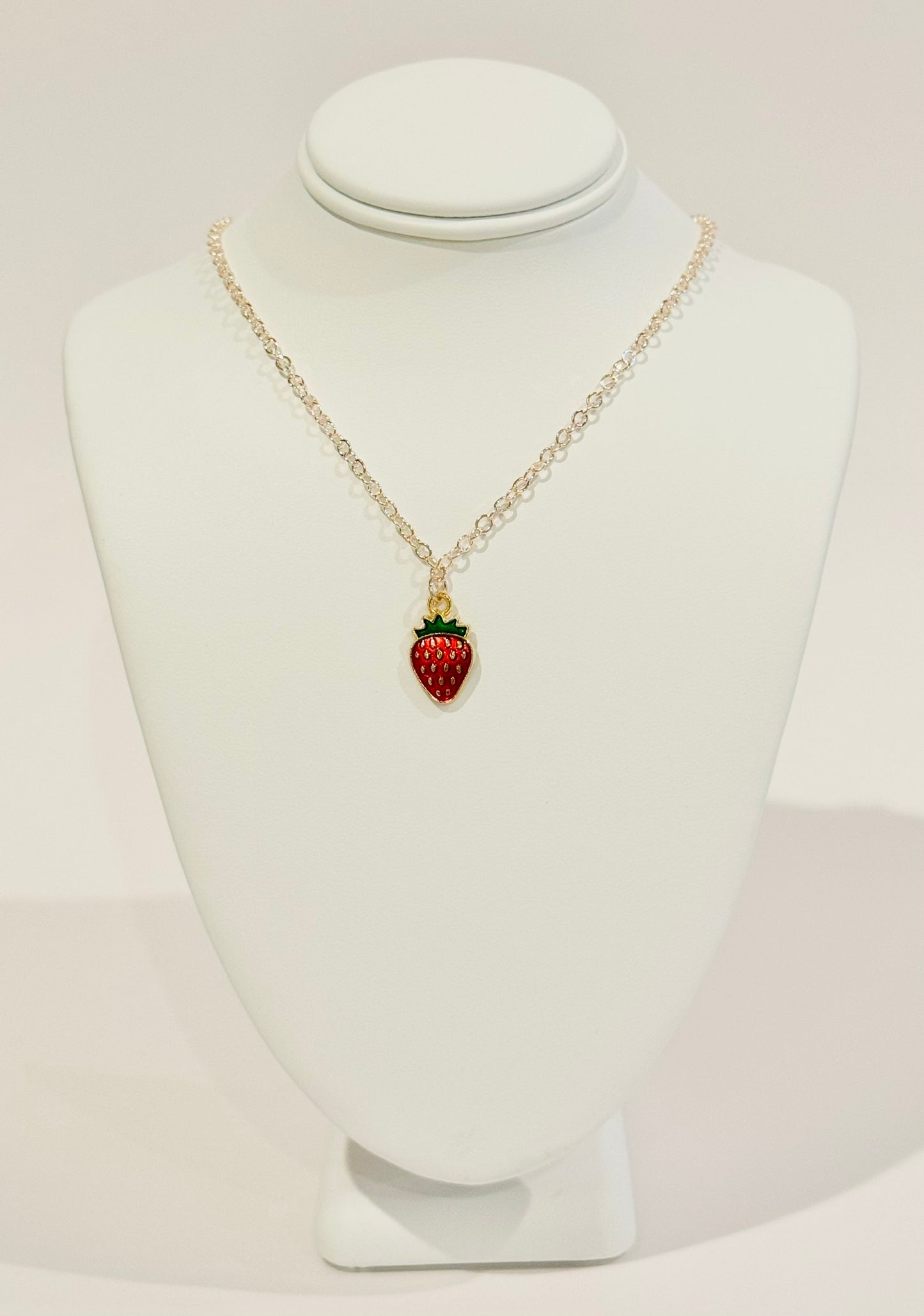 Rose Gold Strawberry Charm Necklace