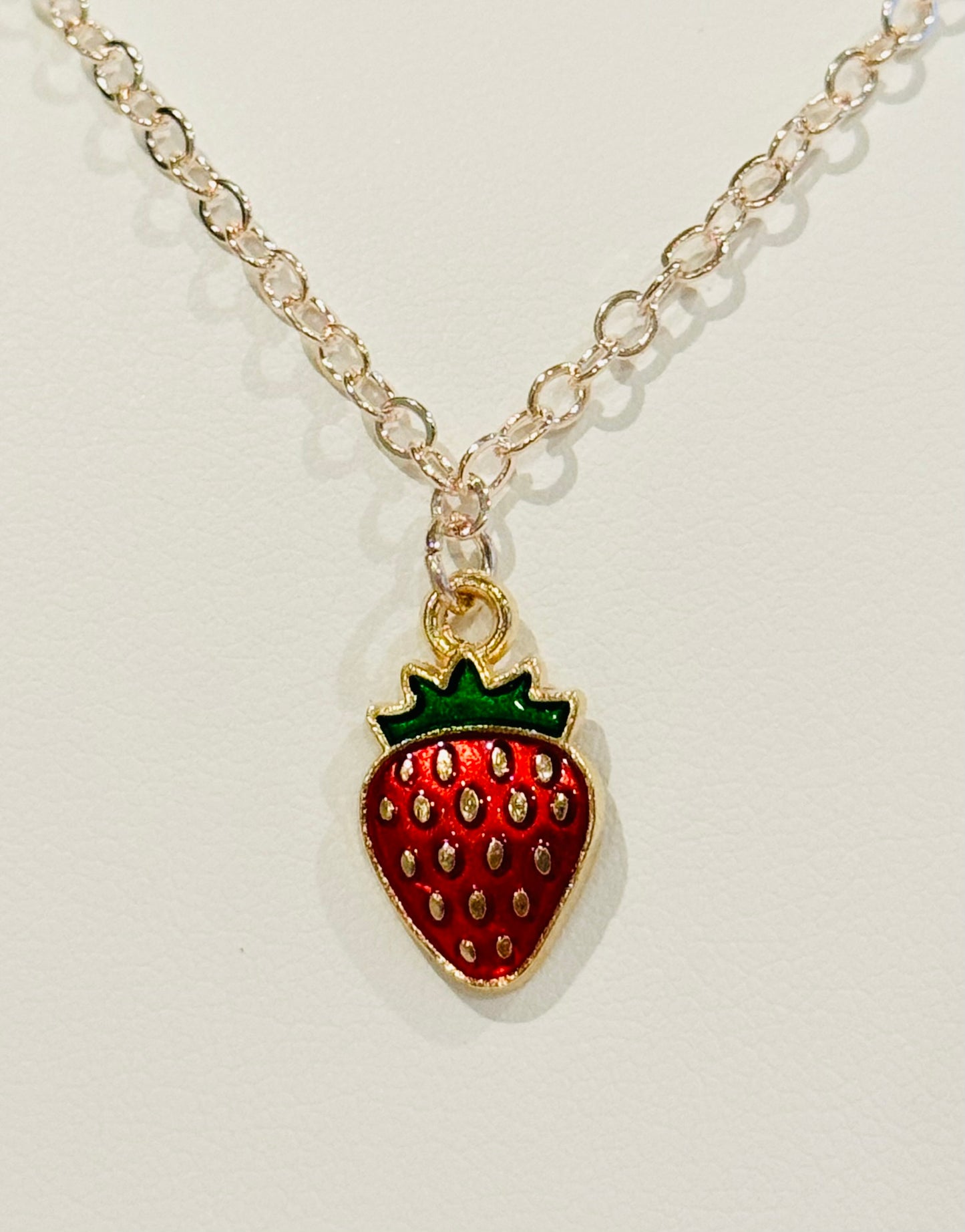 Rose Gold Strawberry Charm Necklace
